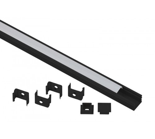 Комплект с накладным анодированным профилем  1612B 16х12мм, 2м, черный САВ261   Б0062758  ЭРА