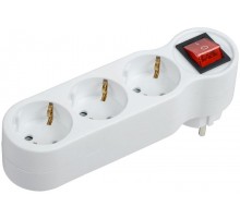 Тройник Т-01/03В 3 места 2P+PE 16А с выкл. белый  WTP10-16-03-ZK-K01  IEK