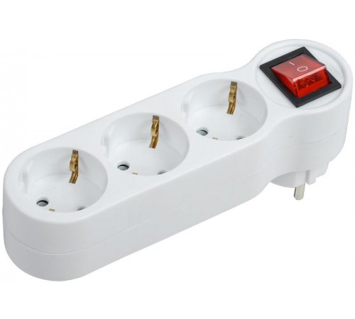 Тройник Т-01/03В 3 места 2P+PE 16А с выкл. белый  WTP10-16-03-ZK-K01  IEK