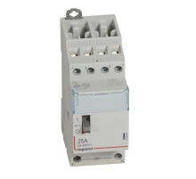 Контактор CX 4П 250В катушка 230В 25A 4НО 2 модуля, переменный ток АС, с ручным управлением  412551  Legrand