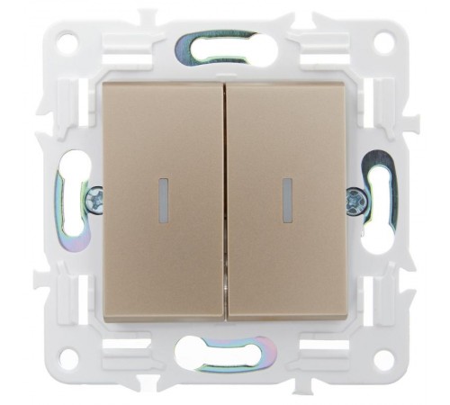 SKANDY Выключатель 2-клавишный с индикацией 10А SK-V09Sa песочный  SK-V20-1-10-K98  IEK