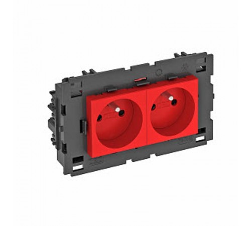 Розетка двойная 0° Modul45connect франц. стандарт, 250 В, 16A (красный) (STD-F0C8 SRO2)  6120628  OBO Bettermann