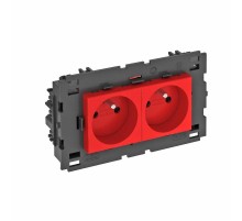 Розетка двойная 0° Modul45connect франц. стандарт, 250 В, 16A (красный) (STD-F0C8 SRO2)  6120628  OBO Bettermann