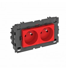 Розетка двойная 0° Modul45connect франц. стандарт, 250 В, 16A (красный) (STD-F0C8 SRO2)  6120628  OBO Bettermann