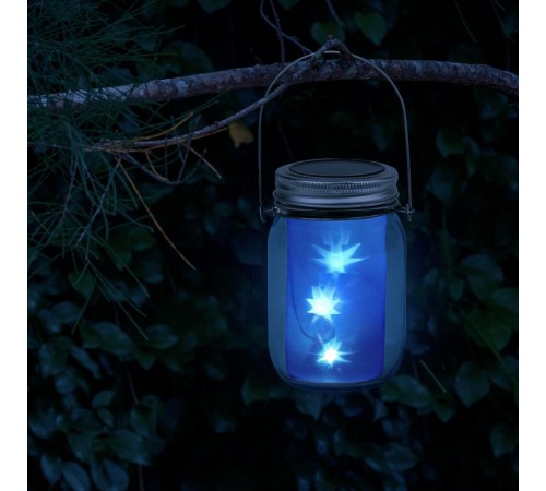 Cветильник садовый декоративный SL-GL14-JAR-3 на солнечной батарее, стекло, металл, прозрачный, 13,5 см  Б0032580  ЭРА