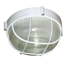 Светильник для ЖКХ под лампу "Банник" 1102 Круг большой НПП 03-100-010 IP65 матовый /корпус с решеткой белый ГИ  1005500931  Элетех
