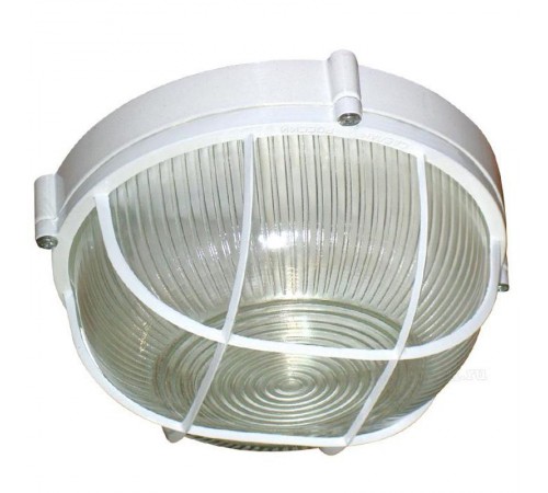 Светильник для ЖКХ под лампу "Банник" 1102 Круг большой НПП 03-100-010 IP65 матовый /корпус с решеткой белый ГИ  1005500931  Элетех