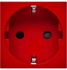 Розетка с заземлением, винтовые зажимы - со шторками 16А 250В - 90°- 2 модуля - красный  4525047  Daccord