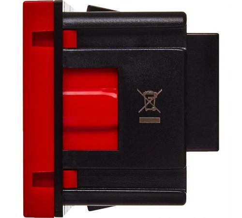 Розетка с заземлением, винтовые зажимы - со шторками 16А 250В - 90°- 2 модуля - красный  4525047  Daccord