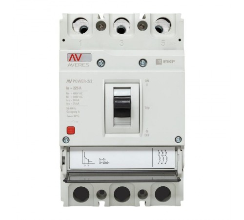 Выключатель автоматический AV POWER-2/3 225А 80kA TR AVERES  mccb-23-225H-TR-av  EKF