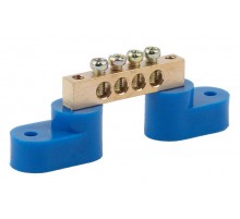 Шина N "ноль" на двух угловых изол ШНИ-6х9-4-У2-синий NO-222-54 Б0033434  ЭРА