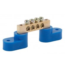 Шина N "ноль" на двух угловых изол ШНИ-6х9-4-У2-синий NO-222-54 Б0033434  ЭРА