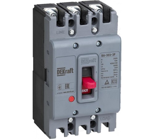 Силовой авт. выкл. 3P 250А 36кА ВА-303  22756DEK  DEKraft
