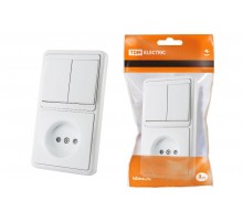 Блок комбинированный БКВР 2-х кл. выкл + розетка 2П с з/ш  SQ1813-0005  TDM