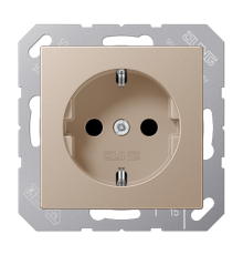 Штепсельная розетка SCHUKO 16А / 250В, с защитными шторками, пружинные зажимы; дюропласт; шампань; A500  A1520KICH  Jung