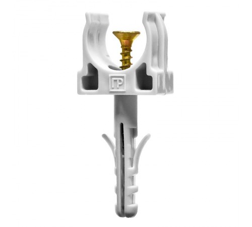 Крепеж-клипса с дюбелем и саморезом серая д16 (100шт/1500шт уп/кор)  PR13.0215  Промрукав