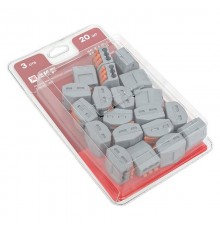 Клемма СМК 222-413 с рычагом 3 отверстия блистер (20шт.)  plc-smk-413b-20  EKF