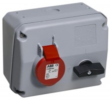 Розетка с выключателем и механической блокировкой 216MHS9, 16A, 2P+E, IP44, 9ч  2CMA167624R1000  ABB