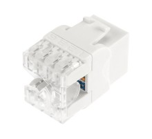 Модуль Keystone Jack RJ-45(8P8C), UTP неэкранированный, CAT 5e, тип 180 градусов, с пылезащитной шторкой, белый PRO  02-0060-1  REXANT