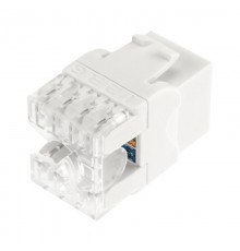 Модуль Keystone Jack RJ-45(8P8C), UTP неэкранированный, CAT 5e, тип 180 градусов, с пылезащитной шторкой, белый PRO  02-0060-1  REXANT