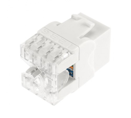 Модуль Keystone Jack RJ-45(8P8C), UTP неэкранированный, CAT 5e, тип 180 градусов, с пылезащитной шторкой, белый PRO  02-0060-1  REXANT