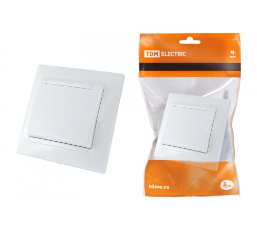 Розетка 2П+З 16А 250В с защ. шт. с крышкой белая "Лама"   SQ1815-0014  TDM