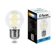 Лампа светодиодная, (11W) 230V E27 6400K прозрачная, LB-511  38226  FERON