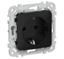 FLITE Розетка с заземлением со шторками 16А РСш11-0-ФлЧ черный  FI-R14-16-K02  IEK