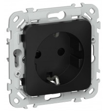 FLITE Розетка с заземлением со шторками быстрозажимные клеммы 16А РСш11-1-ФлЧ черный  FI-R14-16-1-K02  IEK