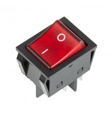 Выключатель клавишный 250V 30А (4с) ON-OFF красный с подсветкой  36-2346  REXANT