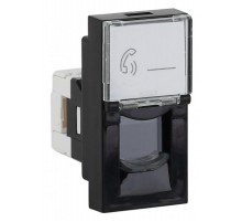 Розетка модульная телефонная RJ-11 45х22,5мм черная  АДЛ 13-903-Ч  Рувинил
