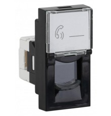 Розетка модульная телефонная RJ-11 45х22,5мм черная  АДЛ 13-903-Ч  Рувинил