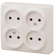 Розетка 11-2210-02  4х2P, 16АХ-250В, ОУ, Эксперт, Слоновая кость Б0020707  ЭРА