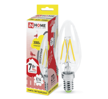 Лампа светодиодная LED-СВЕЧА-deco 7Вт 230В Е14 3000К 630Лм прозр  4690612007601  IN HOME
