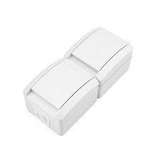 Блок вертикальный 2 розетки INDUSTRIAL IP54 с заземлением, о/у, белый  KR-78-0802  Kranz