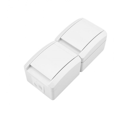 Блок вертикальный 2 розетки INDUSTRIAL IP54 с заземлением, о/у, белый  KR-78-0802  Kranz