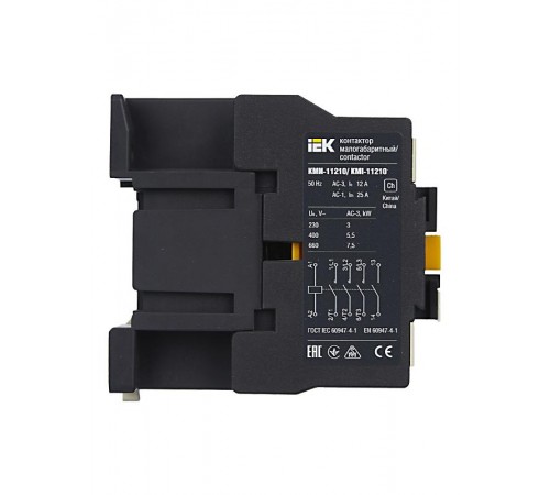 Контактор КМИ-11210 12А 230В/АС3 1НО   KKM11-012-230-10  IEK