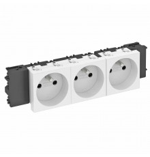 Розетка тройная 0° Modul45connect франц. стандарт, 250 В, 16A (белый) (STD-F0C RW3)  6120572  OBO Bettermann