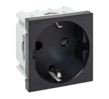 Розетка 45х45 с зазем., с защ. шторками, 90 градусов, черная, матовая E2MR16-028-30EKF