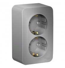 Blanca Алюминий О/У с изолирующей пластиной Розетка 2-ая с заземлением со шторками 16А, 250В  BLNRA011213  SE