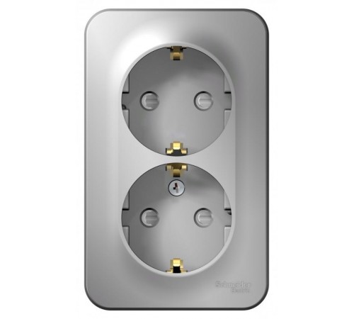 Blanca Алюминий О/У с изолирующей пластиной Розетка 2-ая с заземлением со шторками 16А, 250В  BLNRA011213  SE