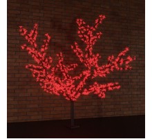 Светодиодное дерево Сакура, высота 2,4 м, диаметр кроны 1,72м, красные диоды, IP 65, понижающий трансформатор в комплекте,  531-322  NEON-NIGHT