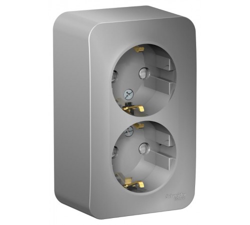 Blanca Алюминий О/У с изолирующей пластиной Розетка 2-ая с заземлением со шторками 16А, 250В  BLNRA011213  SE