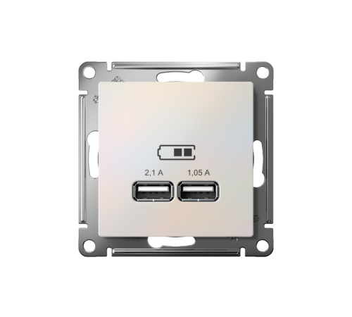 AtlasDesign Жемчуг Розетка USB, 5В, 1 порт x 2,1 А, 2 порта х 1,05 А, механизм  ATN000433  SE