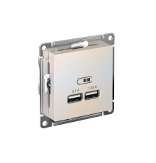 AtlasDesign Жемчуг Розетка USB, 5В, 1 порт x 2,1 А, 2 порта х 1,05 А, механизм  ATN000433  SE