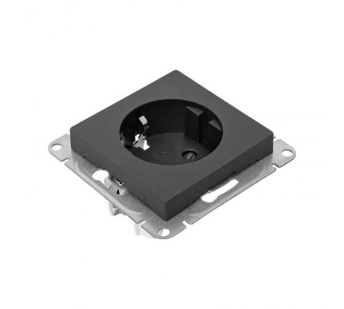 Механизм розетки, 16А, с заземлением, со шторками, чёрный Эпика EKF  UP1-SOB-111  EKF