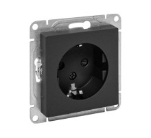 Механизм розетки, 16А, с заземлением, со шторками, чёрный Эпика EKF  UP1-SOB-111  EKF