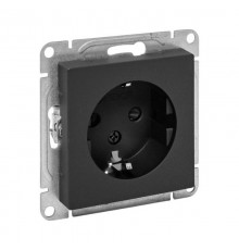 Механизм розетки, 16А, с заземлением, со шторками, чёрный Эпика EKF  UP1-SOB-111  EKF