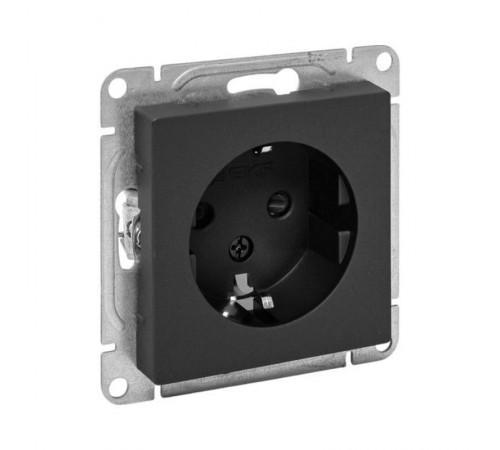 Механизм розетки, 16А, с заземлением, со шторками, чёрный Эпика EKF  UP1-SOB-111  EKF