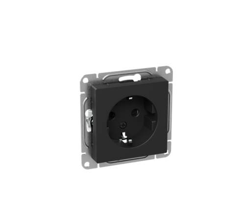 Механизм розетки, 16А, с заземлением, со шторками, чёрный Эпика EKF  UP1-SOB-111  EKF